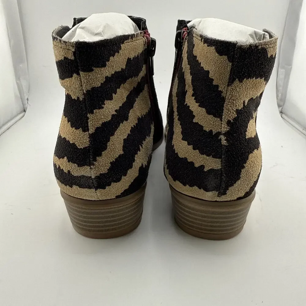 Dolce Vita Women's Size 8.5 Menko Black Suede Zebra Print Zip‎ Booties $179 NIB